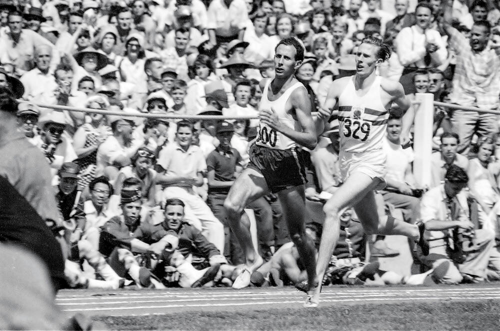 Roger Bannister and John Landy in mile race at 1954 Commonwealth Games