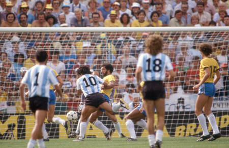 Diego Maradona Argentina Shoots vs Brazil Barcelona 1982