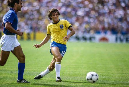 Falcao in action during the 1982 World Cup match against Italy
