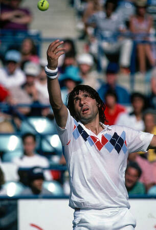Illie Nastase Serving at 1982 US Open