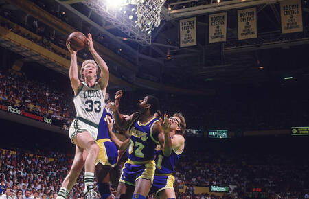 Larry Bird vs Magic Johnson Boston Garden 1987 Larry Bird vs Magic Johnson Boston Garden 1987