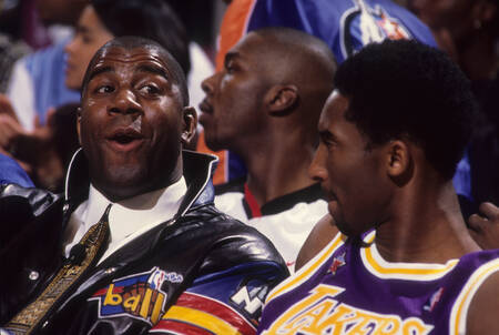Magic Johnson Kobe Bryant NBA All Star Game 1998 Magic Johnson Kobe Bryant NBA All Star Game 1998