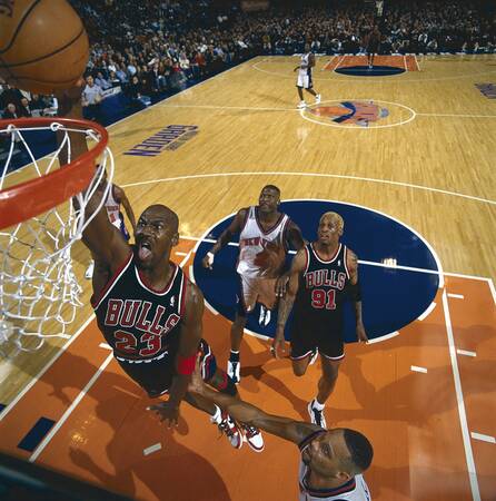 Michael Jordan and the Chicago Bulls at Madison Square Garde Michael Jordan and the Chicago Bulls at Madison Square Garde