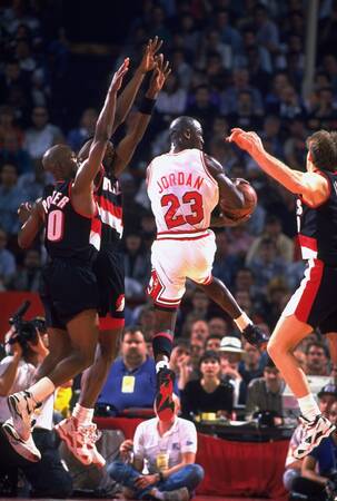 Michael Jordan's record six three-pointers in the 1992 Final Michael Jordan's record six three-pointers in the 1992 Final