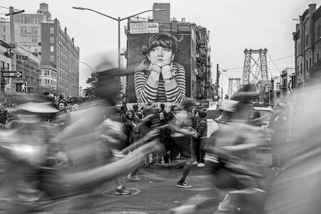 Runners competing in the New York City Marathon in 2017