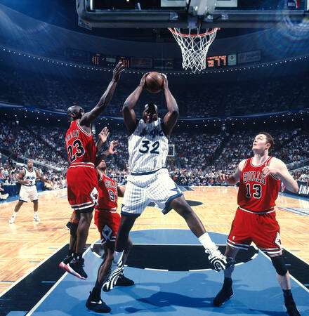 Shaquille ONeal Rebound vs Michael Jordan ECF Game 4 Orlando Shaquille ONeal Rebound vs Michael Jordan ECF Game 4 Orlando