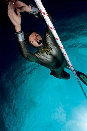 Tanya Streeter in action during free diving in Grand Cayman