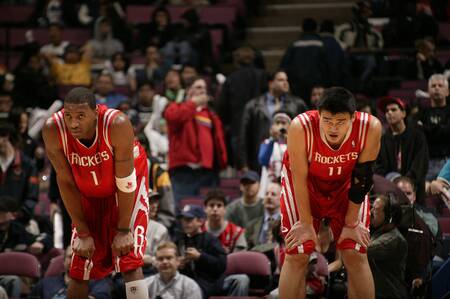 Yao Ming and Tracy McGrady-Rockets vs Nets Meadowlands 2004 Yao Ming and Tracy McGrady-Rockets vs Nets Meadowlands 2004