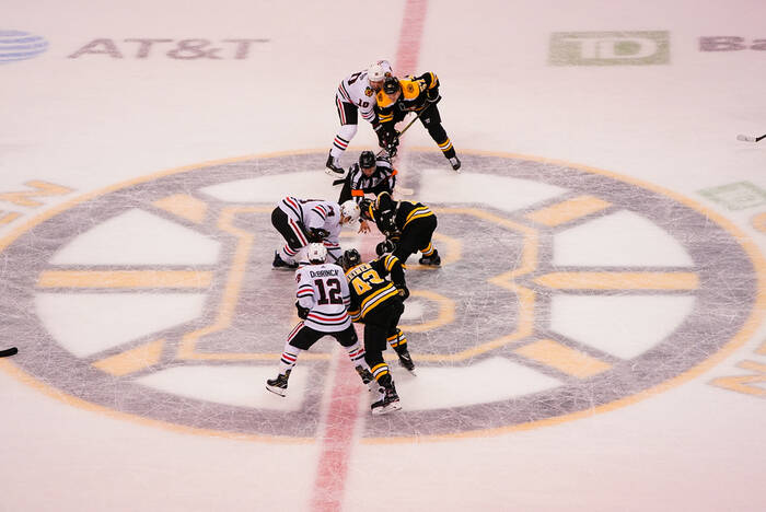 David Kampf Blackhawks vs Bruins 2018