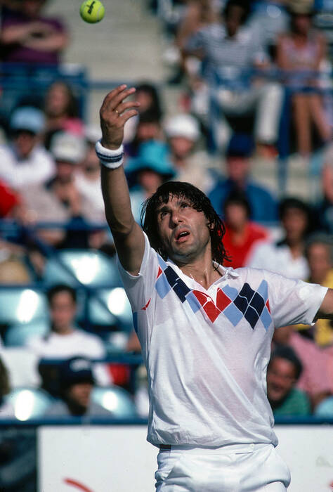 Illie Nastase Serving at 1982 US Open