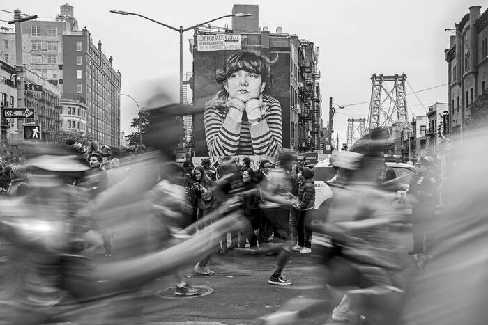 Runners competing in the New York City Marathon in 2017