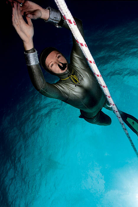 Tanya Streeter in action during free diving in Grand Cayman