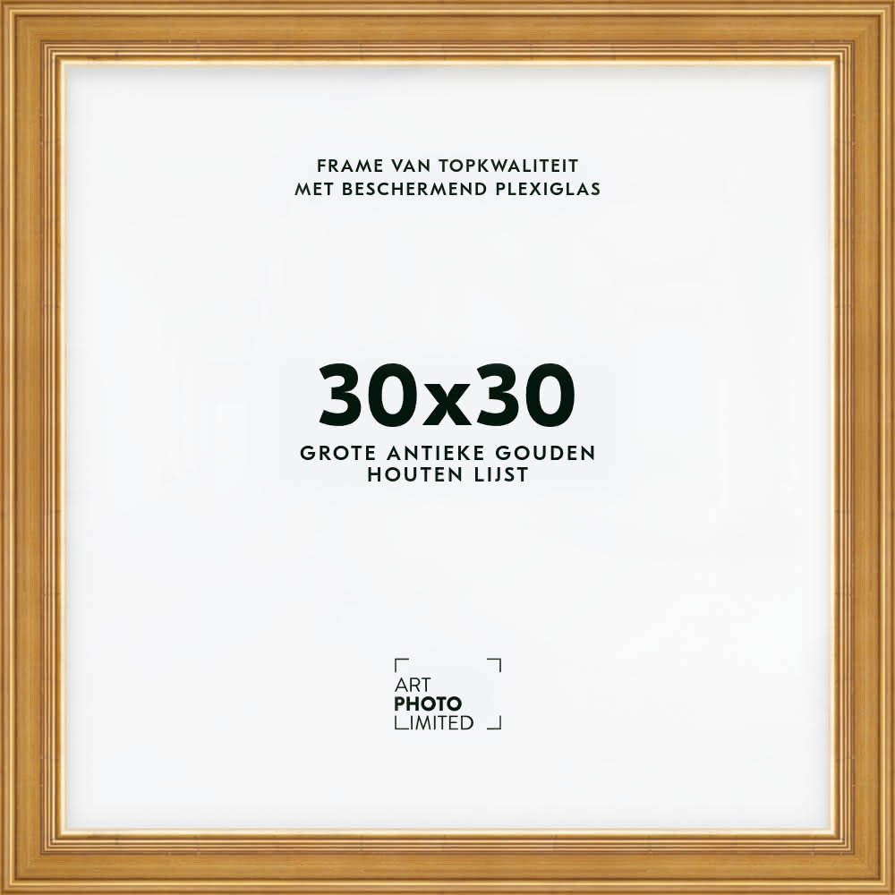 Brede Houten lijst Goudkleurig Goud 30x30cm
