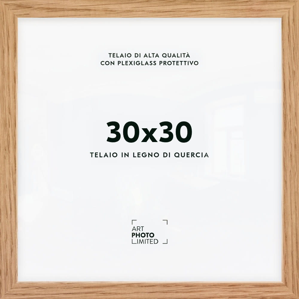 Cornice Americanflat In Legno Rovere 85x60 Cm - Con Vetro Antigraffio E Ganci Integrati - Foto 8