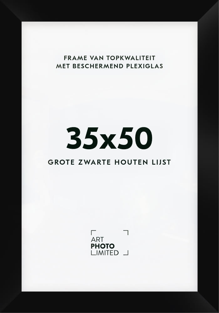 Brede Houten lijst Zwart 35x50cm