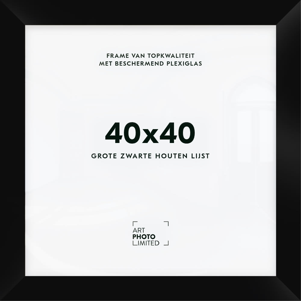Brede Houten lijst Zwart 40x40cm