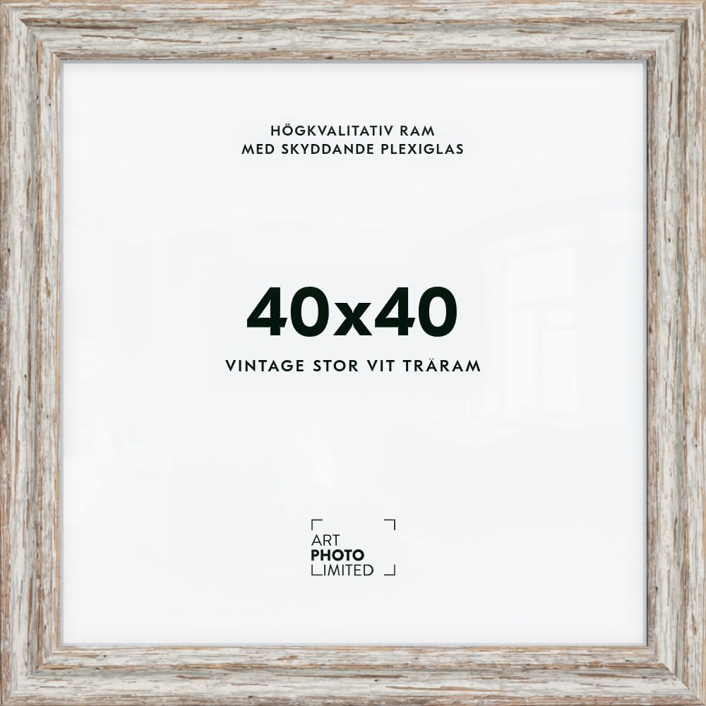 Stor Vintage Vit Träram 40x40cm Stor Vintage Vit Träram 40x40cm