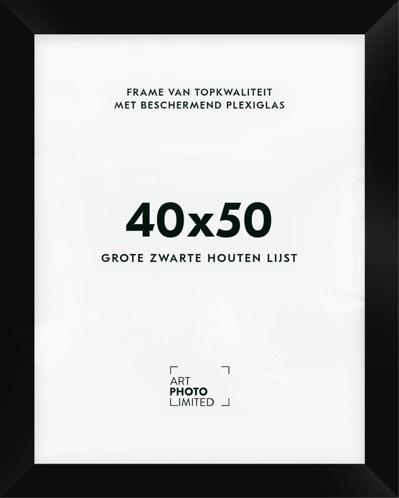 Brede Houten lijst Zwart 40x50cm