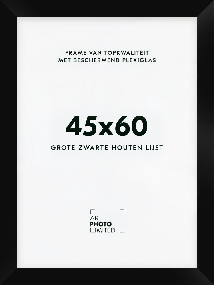 Brede Houten lijst Zwart 45x60cm