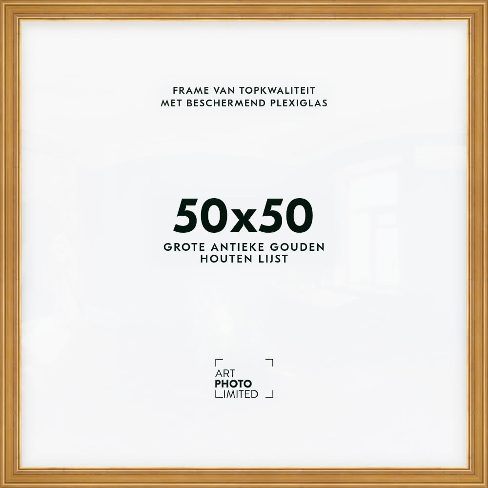 Brede Houten lijst Goudkleurig Goud 50x50cm Brede Houten lijst Goudkleurig Goud 50x50cm