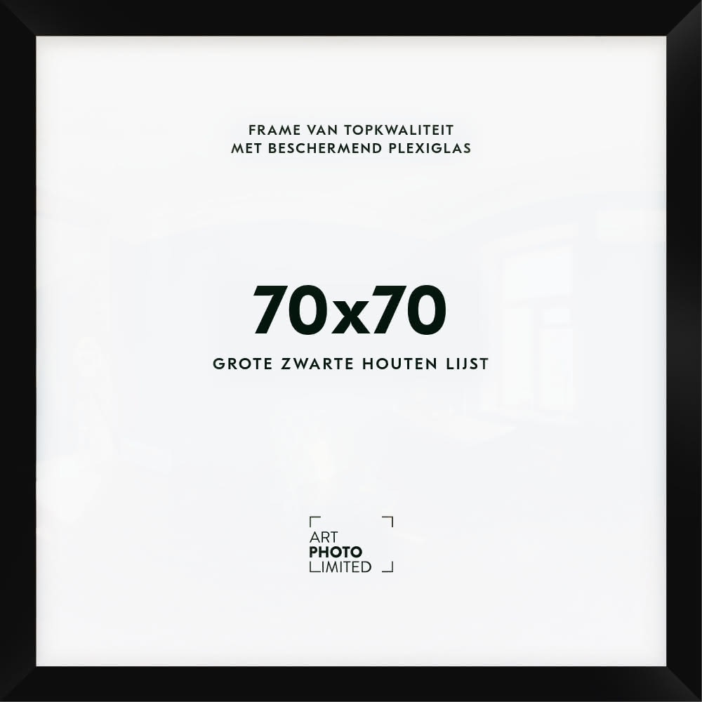 Brede Houten lijst Zwart 70x70cm