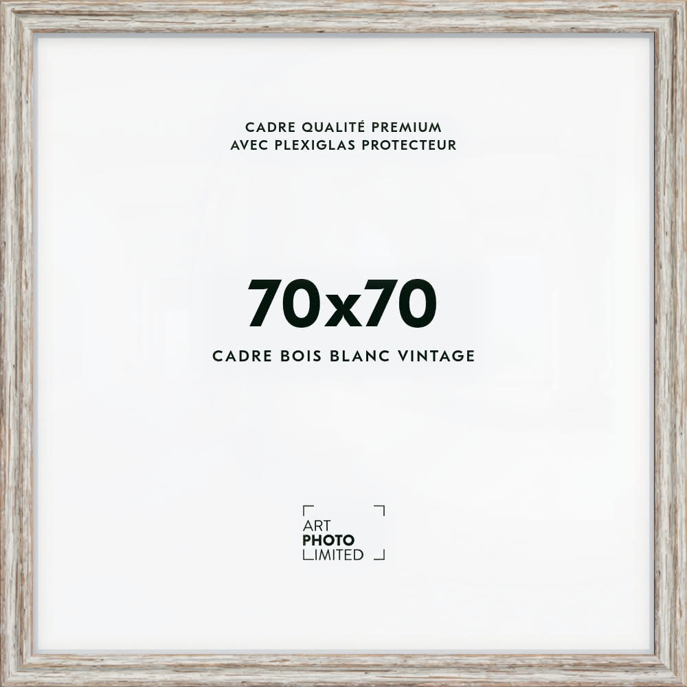 Cadre en bois blanc large vintage 70x70cm Cadre en bois blanc large vintage 70x70cm
