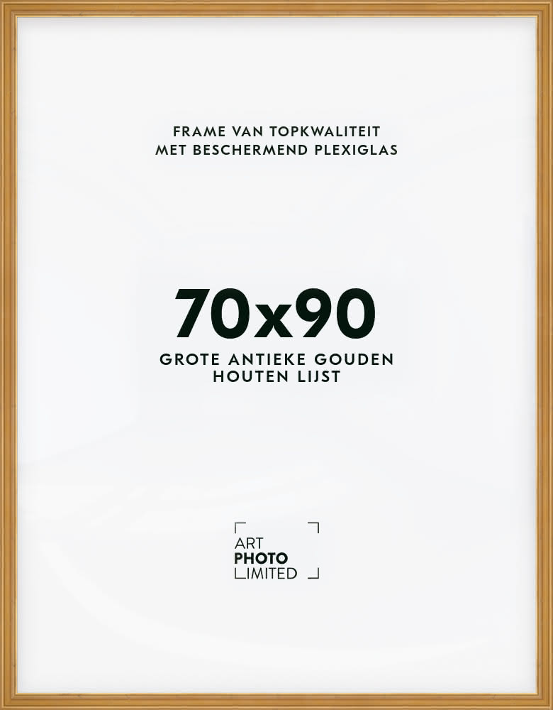 Brede Houten lijst Goudkleurig Goud 70x90cm