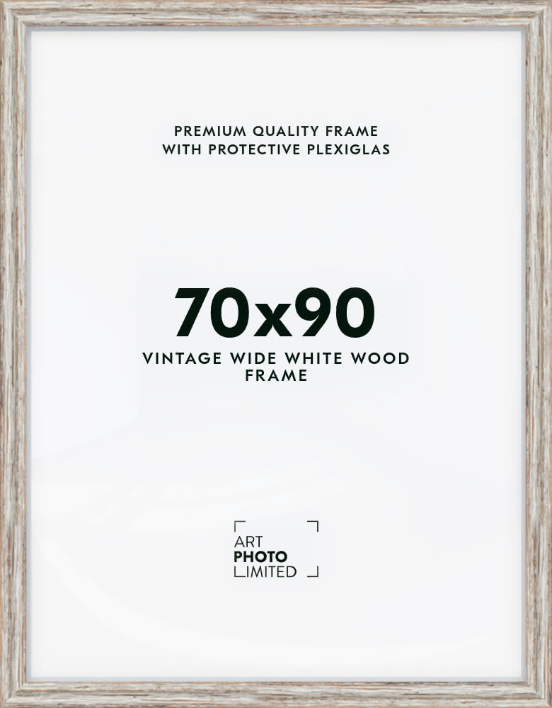 Wide Vintage White Wooden frame 70x90cm