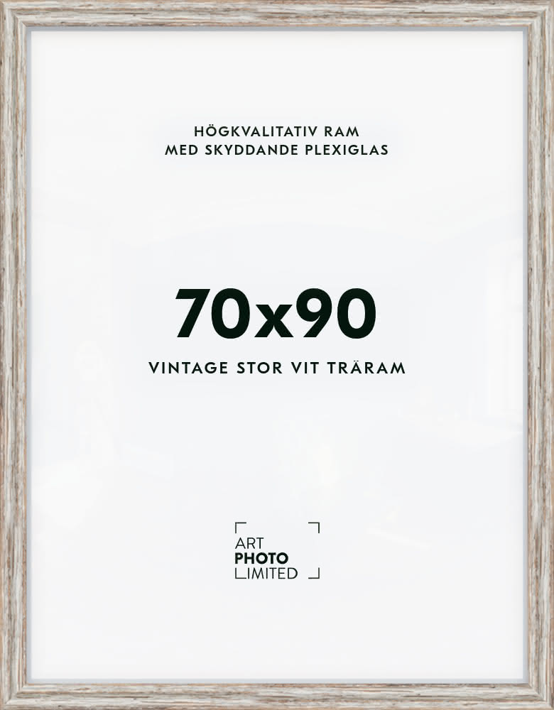 Stor Vintage Vit Träram 70x90cm Stor Vintage Vit Träram 70x90cm