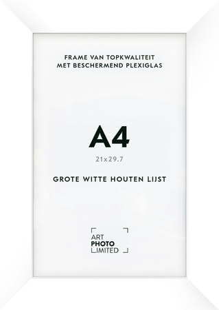 Brede Houten lijst Witte A4 Brede Houten lijst Witte A4