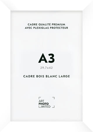 Cadre en bois blanc large A3
