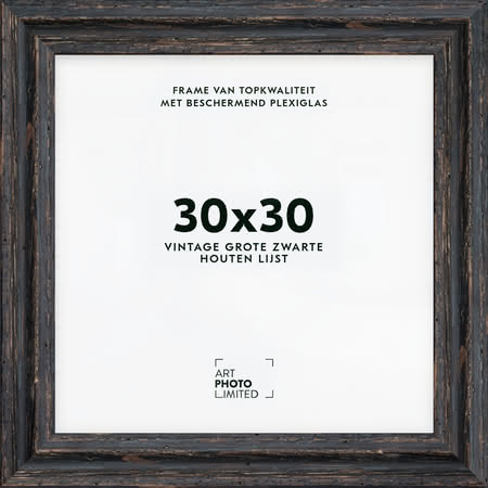 Brede Houten lijst Vintage Zwart 30x30cm