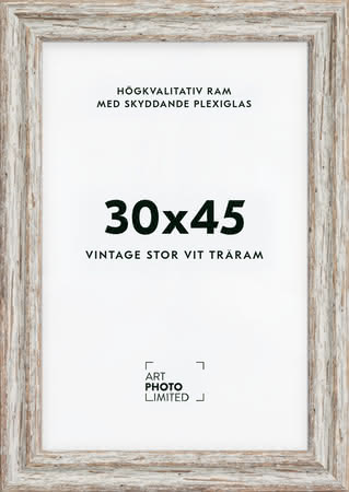 Stor Vintage Vit Träram 30x45cm Stor Vintage Vit Träram 30x45cm