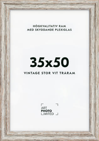 Stor Vintage Vit Träram 35x50cm Stor Vintage Vit Träram 35x50cm