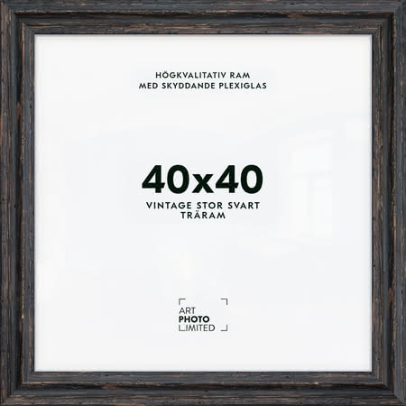 Stor Vintage Svart Träram 40x40cm Stor Vintage Svart Träram 40x40cm