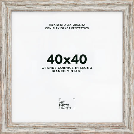 Larga Vintage Bianco Cornice in legno 40x40cm Larga Vintage Bianco Cornice in legno 40x40cm