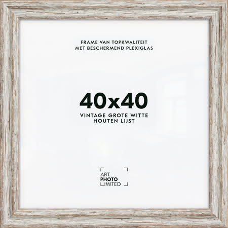 Brede Houten lijst Vintage Witte 40x40cm Brede Houten lijst Vintage Witte 40x40cm