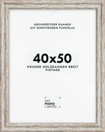 Holzrahmen Vintage Weiß Breit 40x50cm Holzrahmen Vintage Weiß Breit 40x50cm