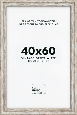 Brede Houten lijst Vintage Witte 40x60cm Brede Houten lijst Vintage Witte 40x60cm
