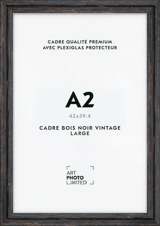 Cadre en bois noir large vintage A2 Cadre en bois noir large vintage A2