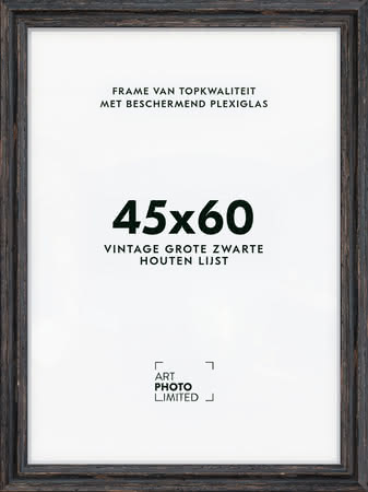 Brede Houten lijst Vintage Zwart 45x60cm
