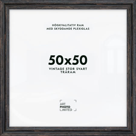 Stor Vintage Svart Träram 50x50cm Stor Vintage Svart Träram 50x50cm