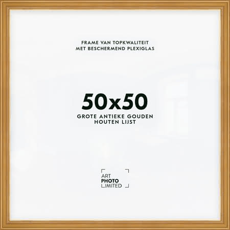 Brede Houten lijst Goudkleurig Goud 50x50cm