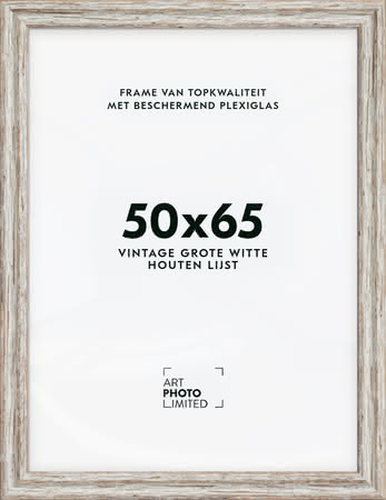 Brede Houten lijst Vintage Witte 50x65cm Brede Houten lijst Vintage Witte 50x65cm