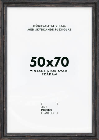 Stor Vintage Svart Träram 50x70cm Stor Vintage Svart Träram 50x70cm