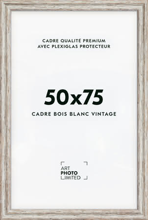 Cadre en bois blanc large vintage 50x75cm