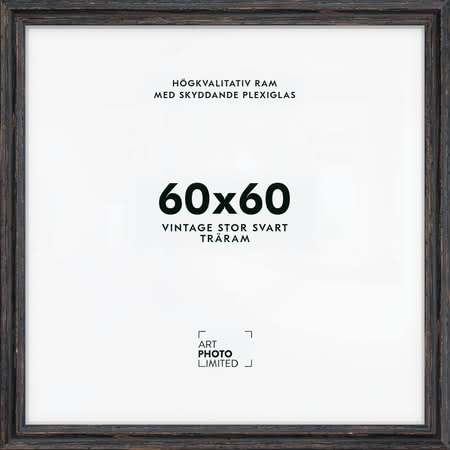 Stor Vintage Svart Träram 60x60cm Stor Vintage Svart Träram 60x60cm