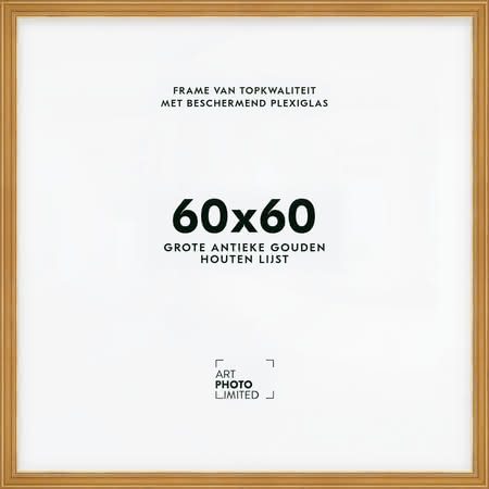 Brede Houten lijst Goudkleurig Goud 60x60cm
