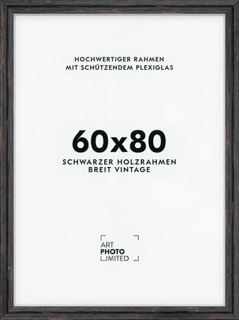 Holzrahmen Vintage Schwarz Breit 60x80cm Holzrahmen Vintage Schwarz Breit 60x80cm