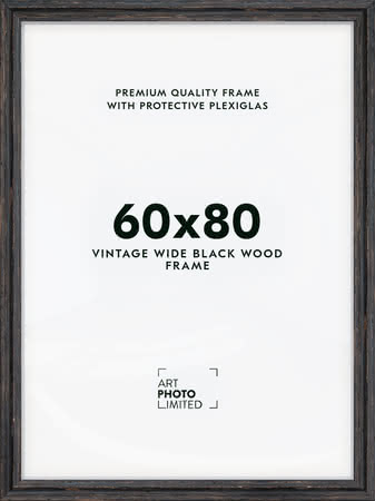 Wide Vintage Black Wooden frame 60x80cm - Premium Quality